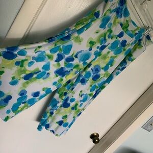Vibrant Blue and Green Floral Pants